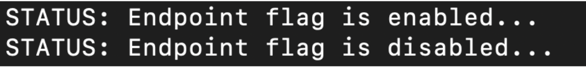The status of the feature flag will now change from "enabled" to "disabled" in your Terminal.
