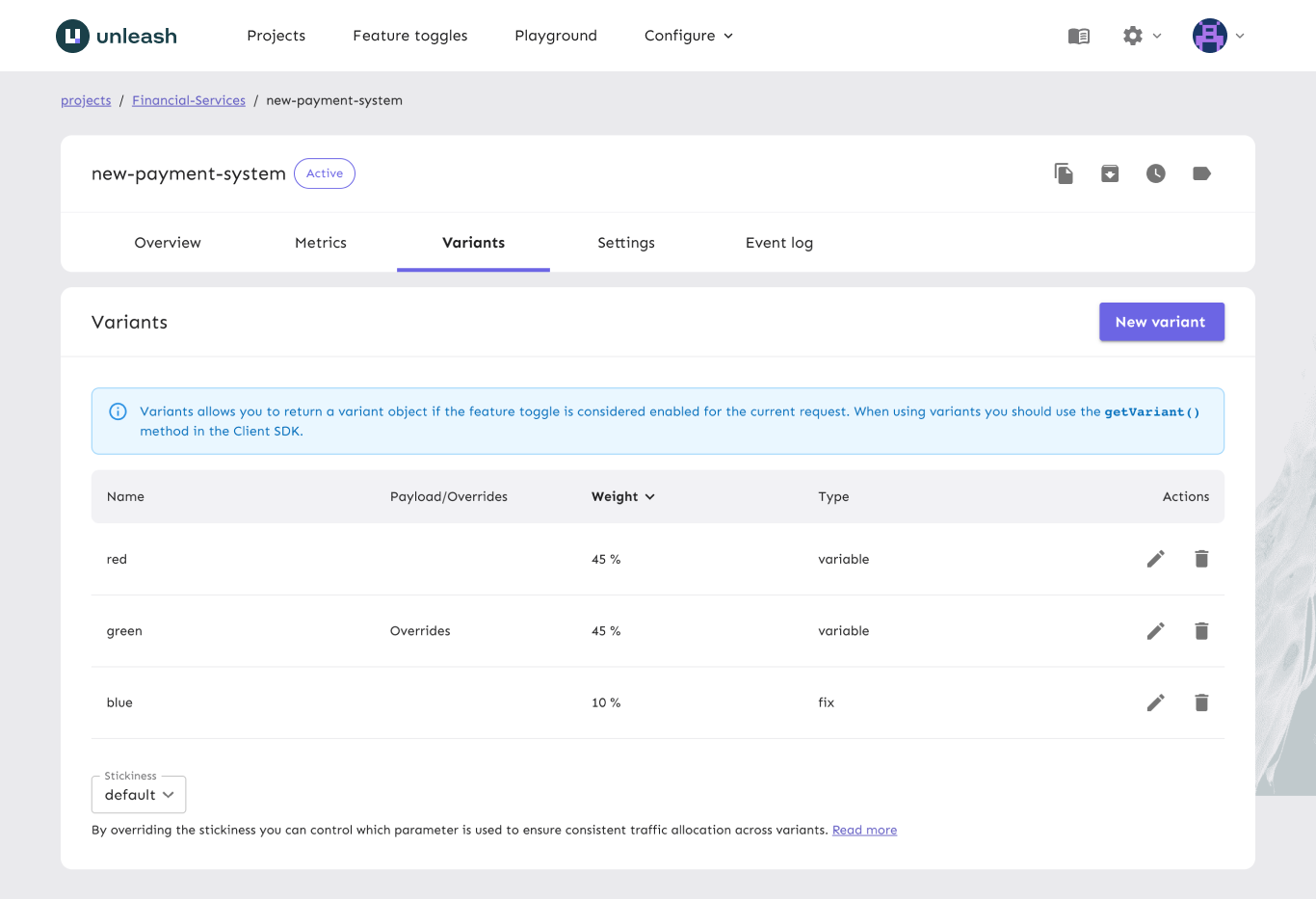 Feature Flag Variants flag_variants